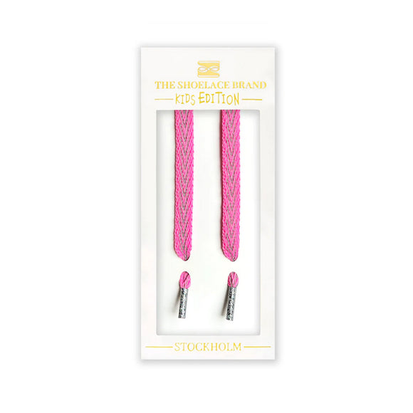 The Shoelace Brand - Reflective Pink Kids Shoelaces (70cm)