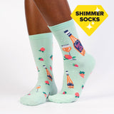 Sock It To Me Women's Crew Socks - Rose All Day (Shimmer!)