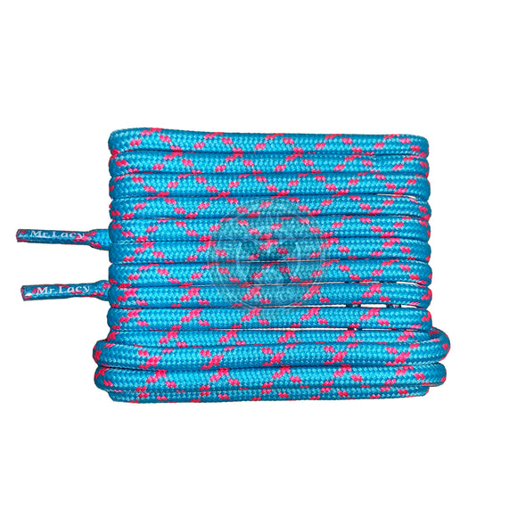 Mr Lacy Hikies ENERGY Round - Blue & Neon Pink Shoelaces 115cm
