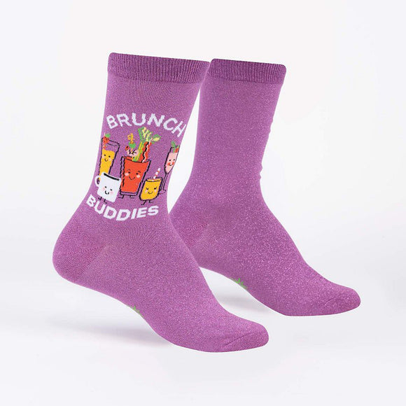 Sock It To Me Women's Crew Socks - Brunch Buddies (Shimmer!)