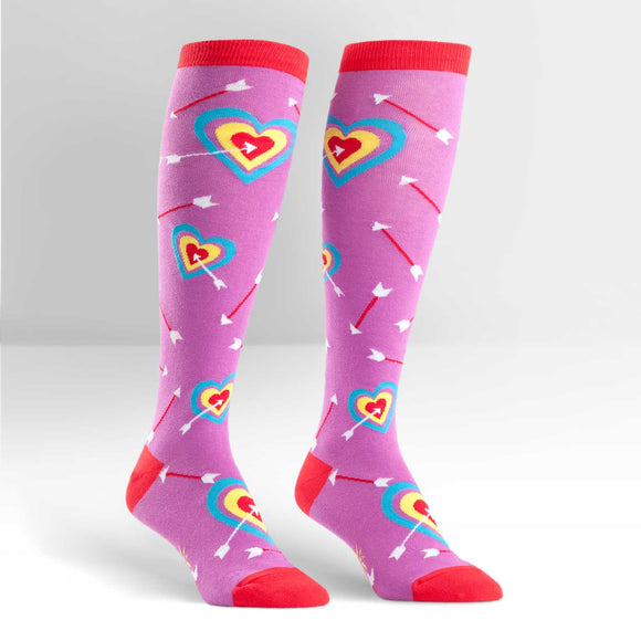 Sock It To Me Women's Knee High Socks - Cupid's Bullseye