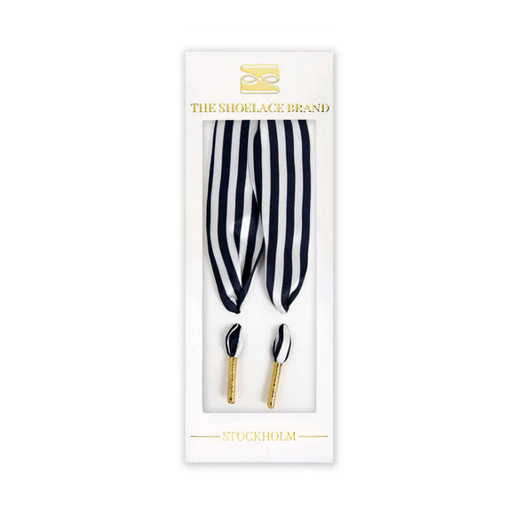 The Shoelace Brand - Navy Striped Scarf Shoelaces (100cm)
