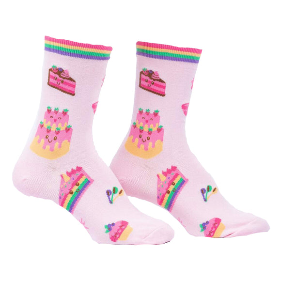 Sock It To Me Women's Crew Socks - Life is Batter with Cake