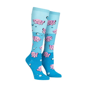Sock It To Me Women's Funky Knee High Socks - Dancing Axolotl