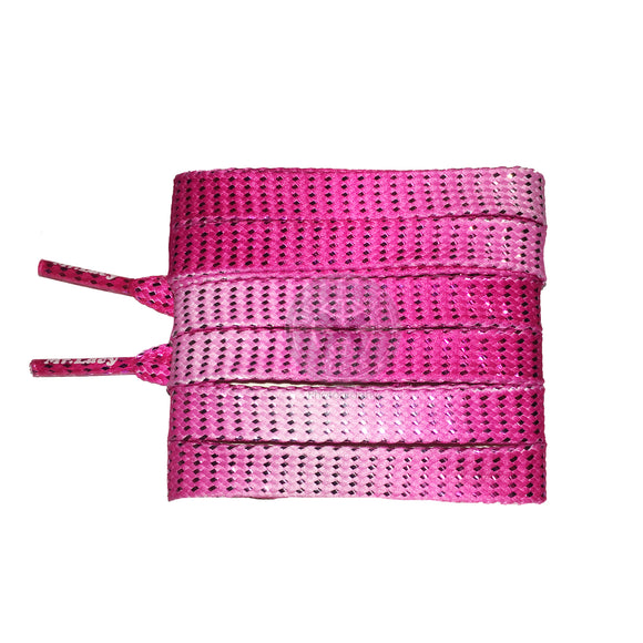 Mr Lacy Flatties Fadies - Neon Pink & Silver Shoelaces
