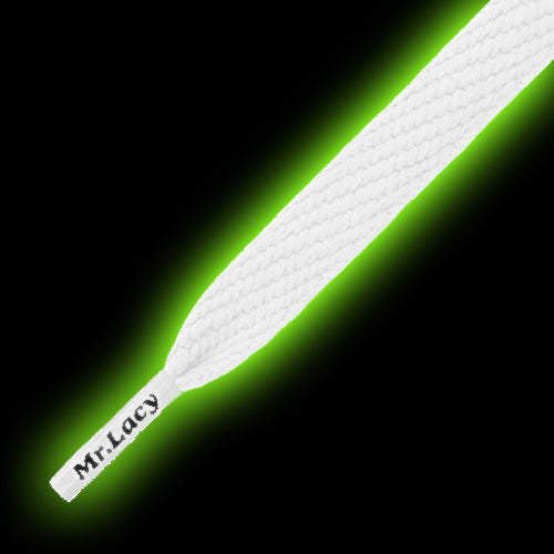 Mr Lacy Flatties - Glow In The Dark Shoelaces - White to Green