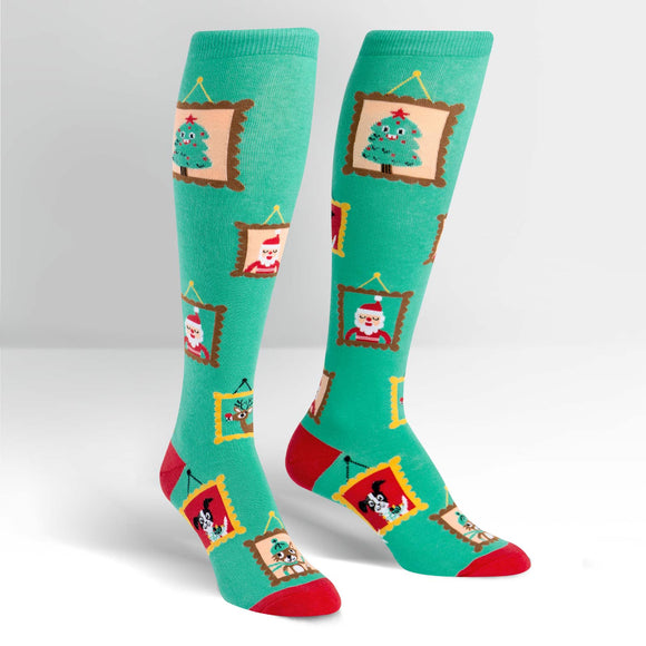 Sock It To Me Women's Funky Knee High Socks - Holiday Photos
