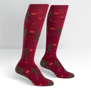 Sock It To Me Women's Funky Knee High Socks - Sasquatch Valentine