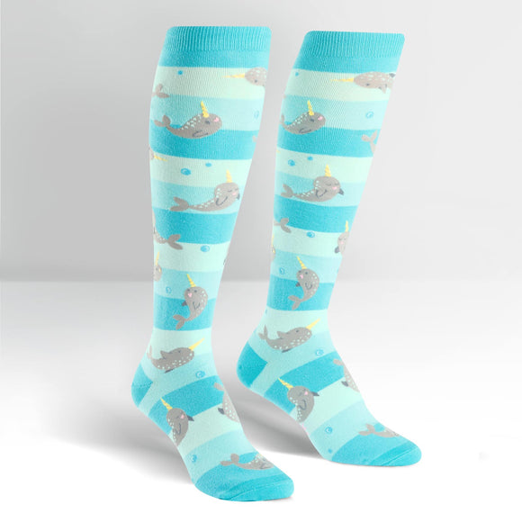 Sock It To Me Women's Funky Knee High Socks - Unicorn of the Sea