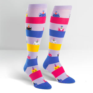 Sock It To Me Women's Funky Knee High Socks - Happy Purrday