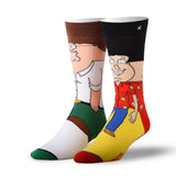 Odd Sox Men's Crew Socks - Peter & Quagmire (Family Guy)
