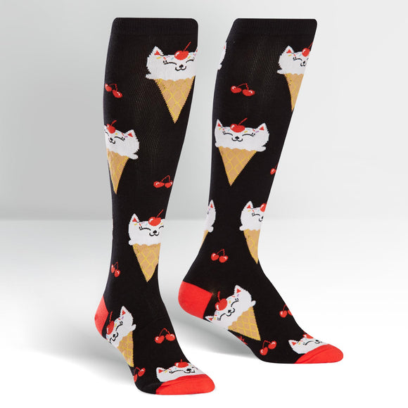 Sock It To Me Women's Knee High Socks - Kitty Cone