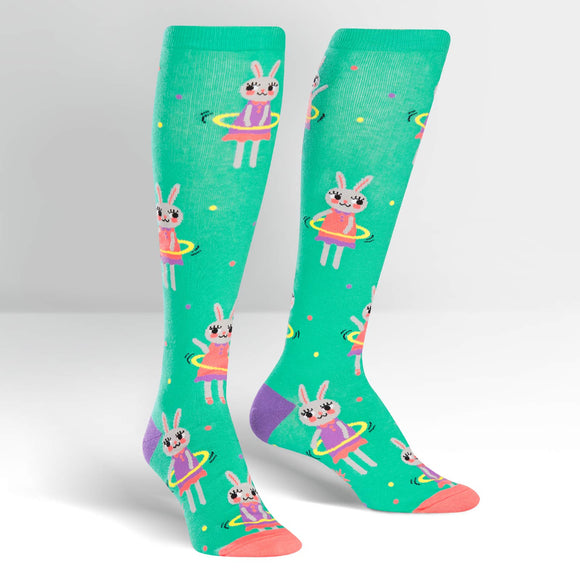 Sock It To Me Women's Knee High Socks - Hula Hoopin' Bunnies