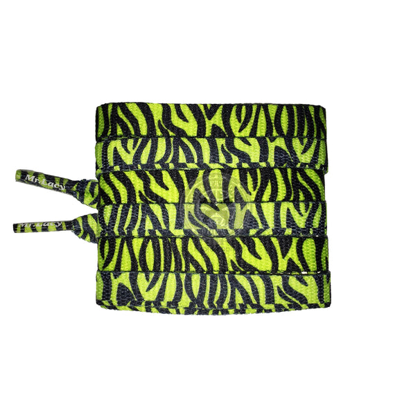 Mr Lacy Printies - Neon Lime Yellow Zebra Shoelaces