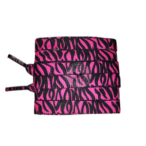 Mr Lacy Printies - Neon Pink Black Zebra Shoelaces