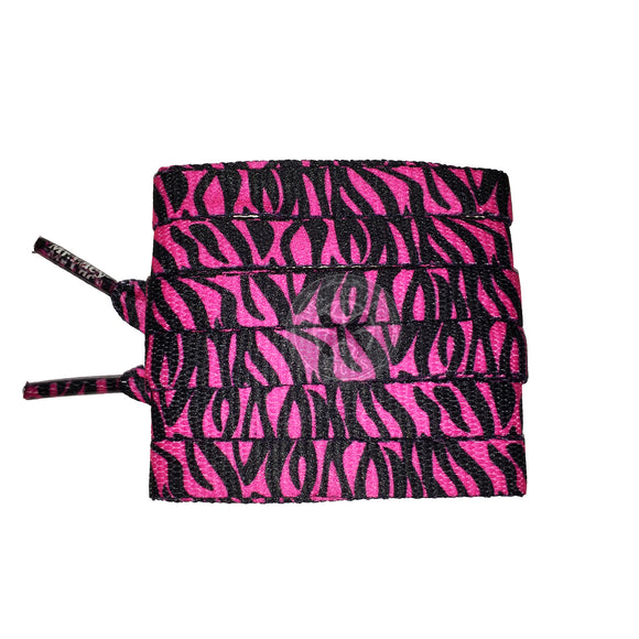 Mr Lacy Printies - Neon Pink Black Zebra Shoelaces