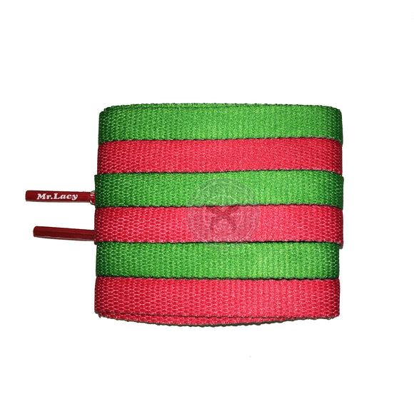 Mr Lacy Clubbies - Kelly Green & Red Two Tone Shoelaces