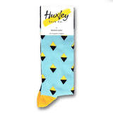 Huxley Sock Co. Men's Crew Socks - Honeybomb and Bee's (Bamboo Socks)