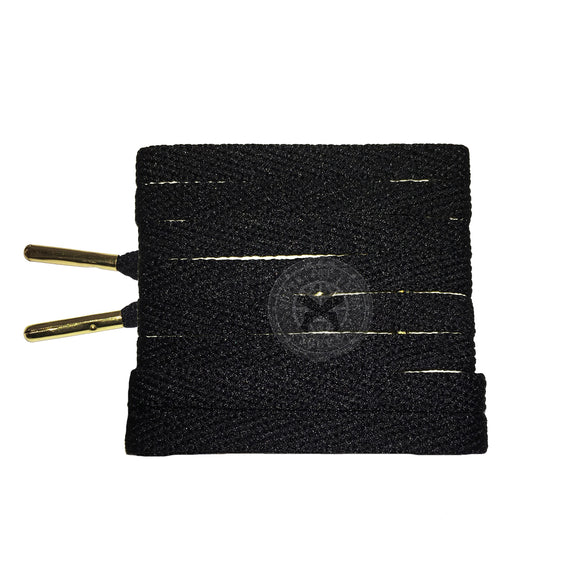 Mr Lacy Smallies - Black Shoelaces with Gold Metal Tips