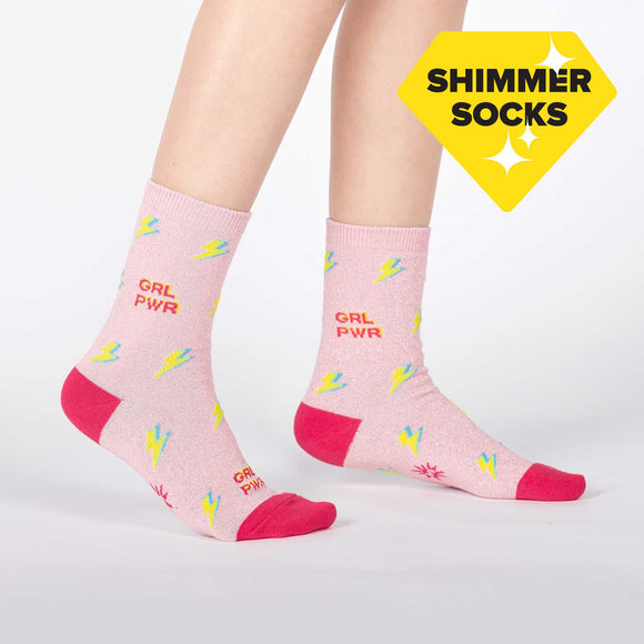 Sock It To Me Kids Crew Socks - United We Shine (Shimmer)-(7-10 Years Old)