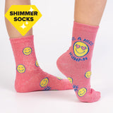 Sock It To Me Kids Crew Socks - Be a Nice Human (Shimmer!)-(7-10 Year Olds)