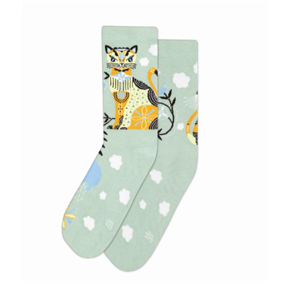 Gumball Poodle Crew Socks – Cat & Clouds (Bunnie Reiss)