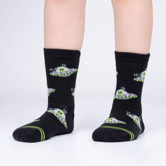 Sock It To Me Kids Crew Socks - Alien Craft (7-10 Years Old)