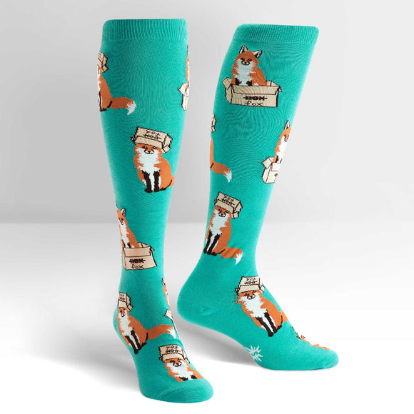 Sock It To Me Women's Knee High Socks - Foxes in Boxes