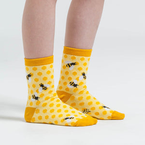 Sock It To Me Kids Crew Socks - Bees Knees (7-10 Years Old)