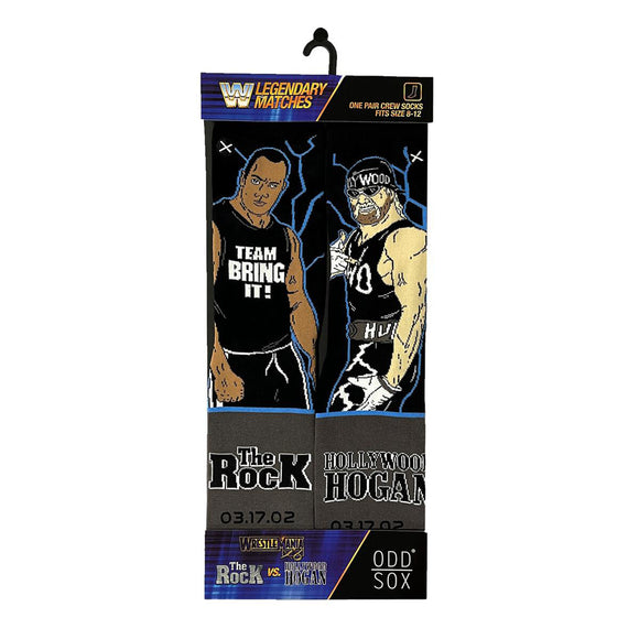 Odd Sox Men's Crew Socks - The Rock Vs Hollywood Hogan (WWE)