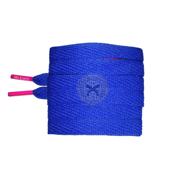 Mr Lacy Flatties Colour Tips - Royal Blue & Neon Pink Shoelaces