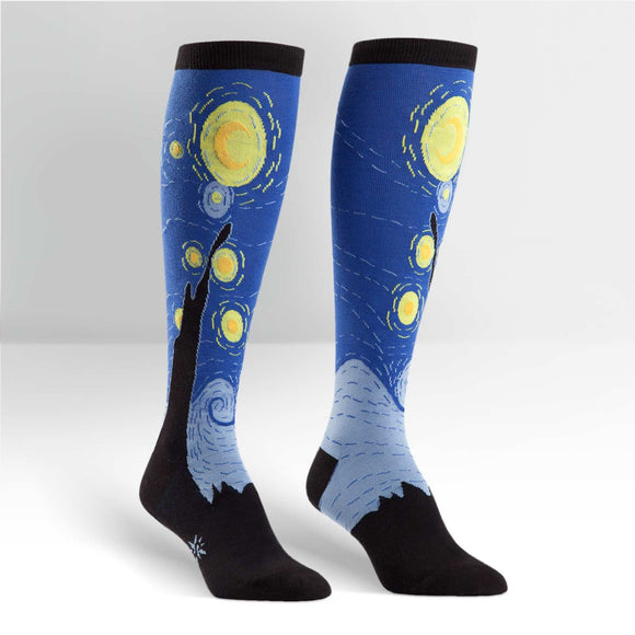 Sock It To Me Women's Funky Knee High Socks - Starry Night