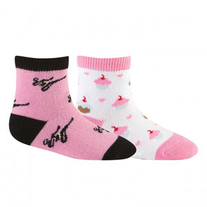 Sock It To Me Girls Socks Twin Pack - Pink Ninja & Cupcake (1-2 Years Old)
