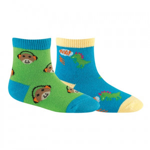 Sock It To Me Boys Socks Twin Pack - Monkey & Dinomite (1-2 Years Old)