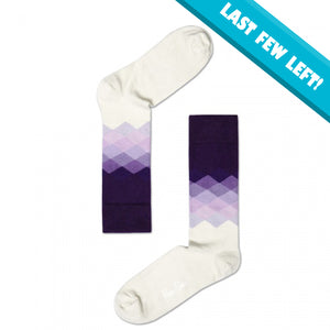 Happy Socks Women's Crew Socks - Purple to White Faded Diamond