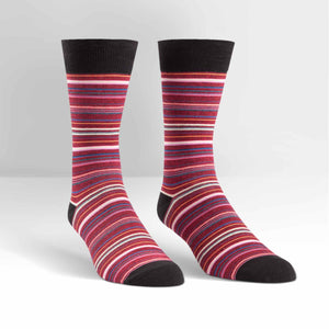 Sock It To Me Men's Crew Socks -  Black & Red Striped