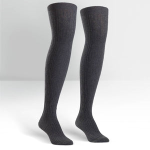 Sock It To Me Women's Over the Knee Socks - Charcoal Grey Cable