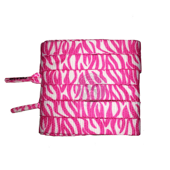 Mr Lacy Printies - Hot Pink White Zebra Shoelaces