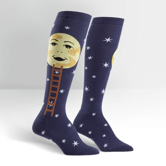 Sock It To Me Women's Funky Knee High Socks - Over The Moon