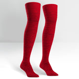 Sock It To Me Women's Over The Knee Socks - Red Alpine Knit